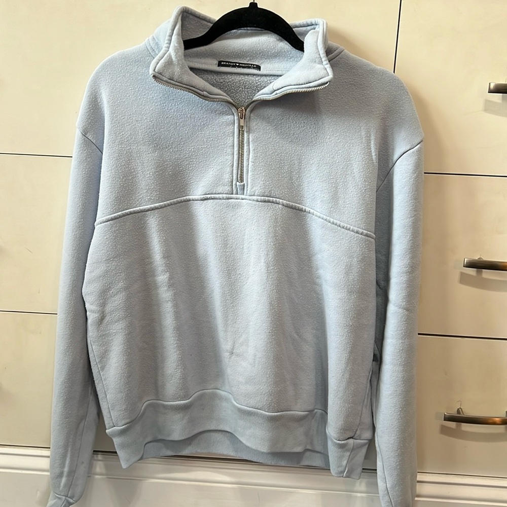 Brandy Melville baby blue quarter zip sweater